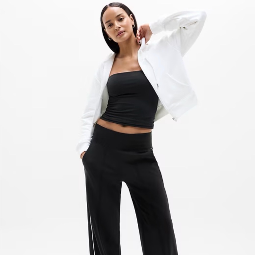 Athleta Black Track Pants with White Accents
